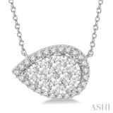 1 Ctw Pear Shape Round Cut Diamond Lovebright Pendant With Chain in 14K White Gold