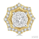 1/2 Ctw Star Lattice Lovebright Round Cut Diamond Earring in 14K Yellow and White Gold