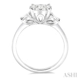 5/8 Ctw Oval Shape Lovebright Baguette and Round Cut Diamond Cluster Ring in 14K White Gold