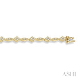 1 1/10 Ctw Marquise and Floral Link Diamond Bracelet in 14K Yellow Gold