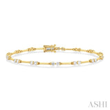 1 1/10 Ctw Bar Link Round Cut Diamond Bracelet in 14K Yellow Gold