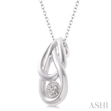 1/50 Ctw Round Cut Diamond Fashion Pendant in Sterling Silver with Chain