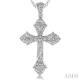 1/20 ctw Single Cut Diamond Cross Pendant in Sterling Silver with Chain