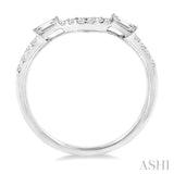 1/4 Ctw Round and Baguette Diamond Wedding Band in 14K White Gold