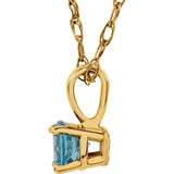 14K Yellow 3 mm Imitation Blue Zircon Youth Solitaire 14