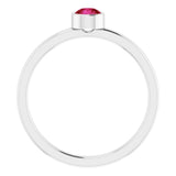 Rhodium-Plated Sterling Silver 4 mm Imitation Ruby Ring