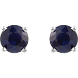 14K White 5 mm Lab-Grown Blue Sapphire Stud Earrings