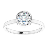 Rhodium-Plated Sterling Silver 6 mm Imitation Diamond Ring