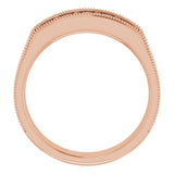 14K Rose 5/8 CTW Natural Diamond Milgrain Band