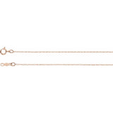 14K Rose .75 mm Rope 18" Chain