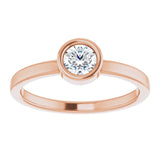 14K Rose 4.5 mm Natural White Sapphire Ring