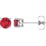 14K White 5 mm Natural Ruby Earrings