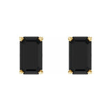 14K Yellow Natural Black Onyx Earrings
