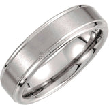 Tungsten 6 mm Stepped-Edge Inlay Comfort-Fit Band  Size 11.5