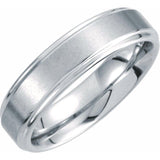White Tungsten 6 mm Stepped-Edge Inlay Comfort-Fit Band  Size 11.5