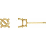 14K Yellow Gold 3 mm Natural Green Tourmaline Earrings