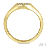 1/10 Ctw Heart Signet Round Cut Diamond Stackable Ring in 10K Yellow Gold