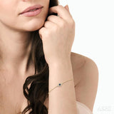 2.60 MM Round Cut Sapphire and 1/10 Ctw Evil Eye Round Cut Diamond Precious Petite Fashion Bracelet in 10K Yellow Gold