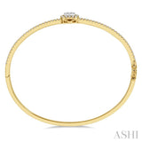 1 Ctw Cushion Shape Lovebright Round Cut Diamond Stackable Bangle in 14K Yellow and White Gold