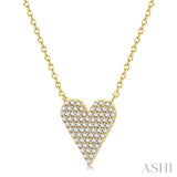 1/4 Ctw Heart Charm Round Cut Diamond Fashion Pendant With Chain in 10K Yellow Gold