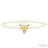 1/20 Ctw Petite Bumble Bee Round Cut Diamond Fashion Bracelet in 10K Yellow Gold