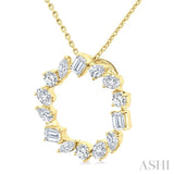 1 Ctw Circle Multi-Cut Diamond Fashion Pendant With Chain in 14K Yellow Gold