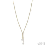 2 5/8 Ctw Lovebright Pear Shape Round Cut Diamond Fashion 'Y' Necklace in 14K Yellow & White Gold