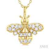 1/5 Ctw Petite Bumble Bee Round Cut Diamond Fashion Pendant With Chain in 10K Yellow Gold