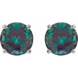 14K White Gold 8 mm Lab-Grown Alexandrite Earrings