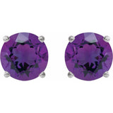 Platinum 8 mm Natural Amethyst Earrings