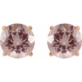 14K Rose 6 mm Natural Pink Morganite Earrings