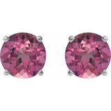 Sterling Silver 6 mm Natural Pink Tourmaline Earrings