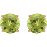 14K Rose 7 mm Natural Peridot Earrings