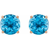 14K Rose 7 mm Natural Swiss Blue Topaz Earrings