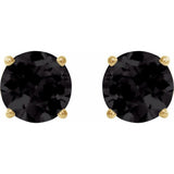 14K Yellow 7 mm Natural Black Onyx Earrings
