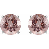 Platinum 7 mm Natural Pink Morganite Earrings