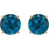 14K Rose 8 mm Natural London Blue Topaz Earrings