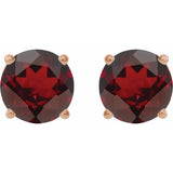 14K Rose 8 mm Natural Mozambique Garnet Earrings