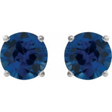 14K White 8 mm Lab-Grown Blue Sapphire Earrings