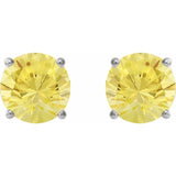14K White 8 mm Lab-Grown Yellow Sapphire Earrings