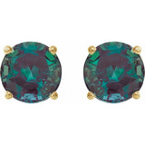 14K Yellow 8 mm Lab-Grown Alexandrite Earrings