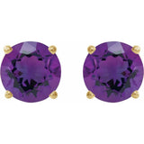 14K Yellow 8 mm Natural Amethyst Earrings