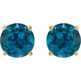 14K Yellow 8 mm Natural London Blue Topaz Earrings
