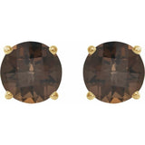 14K Yellow 8 mm Natural Smoky Quartz Earrings