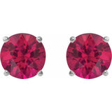 Platinum 8 mm Lab-Grown Ruby Earrings