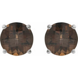 Platinum 8 mm Natural Smoky Quartz Earrings