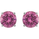 Platinum 8 mm Lab-Grown Pink Sapphire Earrings