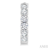 3 Ctw Inside-Out Embellished Round Cut Diamond Hoop Earrings in 14K White Gold