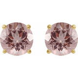 14K Yellow 7 mm Natural Pink Morganite Earrings