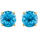 14K Yellow 7 mm Natural Swiss Blue Topaz Earrings